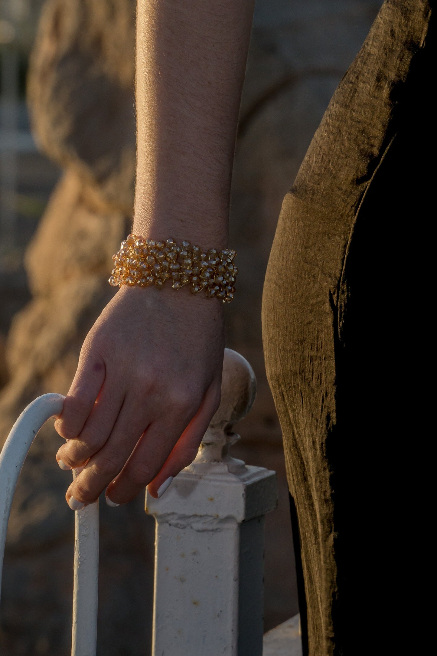 Gold Statement Necklace & Bracelet Set